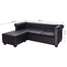 Vislone Divano Angolare 3 Posti, Divano Angolare Pelle con Penisola, 200x140x73 cm Nero - Arredi Casa