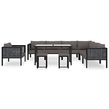 SKM Set Divani da Giardino 10 pz con Cuscini in Polyrattan Antracite (68.12kg)