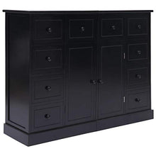 SKM Credenza con 10 Cassetti Nera 113x30x79 cm in Legno