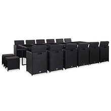 SKM Set da Pranzo da Giardino 17 pz con Cuscini in Polyrattan Nero (167.9kg) Nero-6431