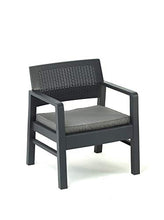 Dmora Salottino per Interno ed Esterno Composto da: 2 poltrone, 1 Divano a Due posti e 1 tavolino, con 8 Cuscini, Made in Italy, Antracite