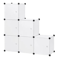 eSituro Armadio a 6 Cubi, Armadietto Guardaroba Modulare, Scarpiera Componibile con Ante ad Occhiello, Organizzatore per Camera da Letto, Corridoio, 96x30x96cm, Bianco