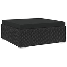 OUSEE Poggiapiedi Modulare 1 pz con Cuscino in Polyrattan Nero