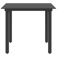 FAMIROSA Tavolo da Giardino Nero 80x80x74 cm in Acciaio e Vetro-3109