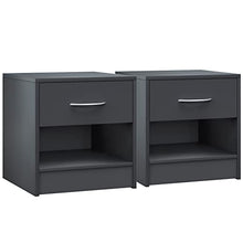 Casaria Set 2 Comodini Cassetto Ripiano d' Appoggio 41x39x28 cm Legno Comò Notte Camera Letto Grigio