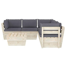FAMIROSA Set Divani da Giardino su Pallet 6 pz con Cuscini Legno Abete-3528