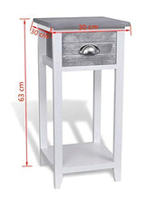 Zerone Comodino per camera da letto, comodino, mobiletto con 1 cassetto per camera da letto, soggiorno, rettangolare, 30 x 30 x 63 cm, grigio e bianco