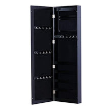 homcom – Armadio Portagioielli da Parete con Specchio in Legno MDF, Nero,37x9.5x121cm