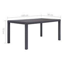 FAMIROSA Tavolo da Giardino Marrone 150x90x72 cm Plastica Stile Rattan
