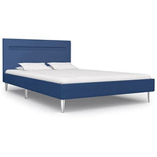 vidaXL Giroletto con Luci LED Imbottito Classico Elegante Telaio Letto Struttura in Ferro Verniciato Testata in MDF Blu in Tessuto 120x200 cm