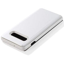 Saceebe Compatibile con Galaxy S10 Custodia pelle Cover a libro Specchio Mirror effect Electroplating Plating Portafoglio Flip Case Custodia in pelle Anteriore e posteriore Bumper Cover,argento