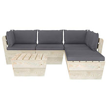 FAMIROSA Set Divani da Giardino su Pallet 6 pz con Cuscini Legno Abete-3552