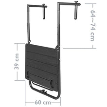 PrimeMatik - Tavolo Rettangolare Regolabile per Balcone 60x36cm Nero