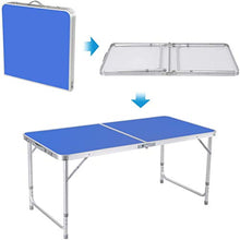 Rund 1,2 Metri Tavolo Pieghevole in Lega di Alluminio da Esterno Portatile Portatile Evento Portatile Tavolo da Pranzo Semplice Tavolo da Pranzo Altezza Regolabile(Color:Blu)