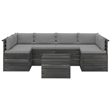 FAMIROSA Set Divani da Giardino su Pallet 7 pz con Cuscini Massello Pino-1984