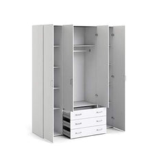 Armadio 4 ante e 3 cassetti bianco, 154X49,5X200,4H