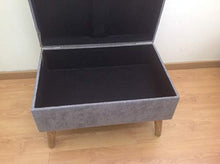 Alice 's Collection – Set di 2 Grandi Baule in MDF con Tessuto e LED in Legno – Dimensioni 60 x 406 x 39 cm e 48 x 34 x 32 cm Grey