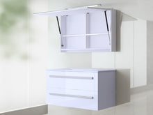 Inter Bagno Set di mobili da Bagno lavandino armadietto con Specchio + congelatore 90 cm o 120 cm, Colore: Bianco Lucido