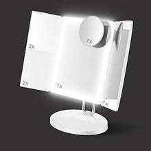 TOUCHBeauty Specchio per Trucco Illuminato,Specchio Trucco con Luce LED Regolabile,Ingranditore 1X/2X/3X/7X,con Touch Screen Tri-Fold e Base,Caricatore USB o Wireless AG-1971W(Bianca)