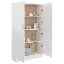 Festnight Libreria Bianco Lucido con 4 Ampi Scomparti e 2 Ante,Librerie per Soggiorno, Librerie per arredo Studio 82,5x30,5x150 cm in Truciolato