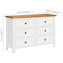 Cassettiera 105x33,5x73 cm in Legno Massello di Rovere