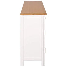 GOTOTOP Mobile Credenza in legno massello 110 x 33,5 x 70 cm Credenza con 3 cassetti e 2 armadietti Cassettiera Bassa Armadio Laterale Mobiletto di Servizio -Bianco e marrone