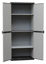 Adventa Armadio in Resina con Ripiani 2 Ante, (Interno/Esterno), Grigio Nero, 68x39,5x168