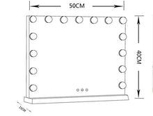 Specchio Cosmetico con Luci A LED,Specchio Cosmetico per Trucco con 15 Lampadine A LED E 3 Luci Dimmerabili,Controllo Touch,Bianco