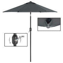 SONGMICS Ombrellone da Giardino di 2 m, Parasole con Protezione UPF50+, Palo e Stecche in Metallo, Inclinabile, Base Non Inclusa, per Terrazzo Balcone Esterno, Grigio GPU202G01