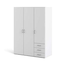 Dmora Armadio Guardaroba Ante battenti e Tre cassetti, Colore Bianco, 115 x 49 x h175 cm