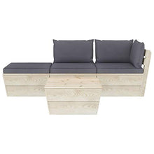 FAMIROSA Set Divani da Giardino su Pallet 4 pz con Cuscini Legno Abete-3432