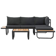 Tidyard 3 pz Set Divano da Giardino ad Angolo Cuscini in Alluminio e WPC,Divano 3 Posti,Salotto da Giardino,Divano Angoalre,Divano da Esterno