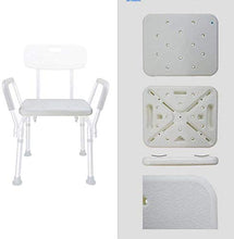 DZX Panca da Doccia, Sgabello da Bagno con braccioli e Schienale, Supporto per la Mobilità del Bagno con Struttura in Alluminio per Anziani /, Altezza Regolabile, Bianco, Sedile per Doccia