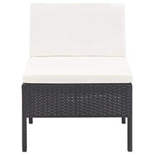 Tidyard Set Divani da Giardino in Polyrattan, Set Divano Esterno con Cuscini Nero 5 pz