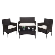 Mendler Salottino da Esterno Giardino HWC-F55 polyrattan Marrone con Cuscini Avorio