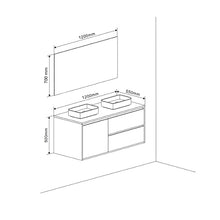 Kiamami Valentina MOBILE BAGNO SOSPESO EFFETTO LEGNO NOCE SCURO 120CM E SPECCHIO A FILO | SIENA
