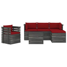 FAMIROSA Set Divani da Giardino su Pallet 6 pz con Cuscini Massello Pino-1860