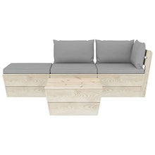 FAMIROSA Set Divani da Giardino su Pallet 4 pz con Cuscini Legno Abete-3433