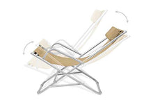 Sedia a sdraio dondolino pieghevole spiaggina cuscino braccioli prendisole beige