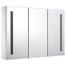 Cikonielf L'armadietto da bagno è dotato di una lampada a LED per specchio con 3 ante, con 5 ripiani interni per articoli da toeletta, design moderno 89 x 14 x 62 cm