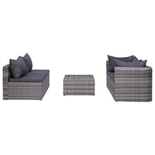 Tidyard Set Divani da Giardino 5 pz con Cuscini in Polyrattan,Poltrone e Tavolino Grigio