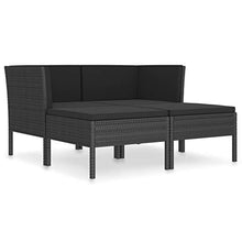 SKM Set Divani da Giardino 4 pz con Cuscini in Polyrattan Nero (29kg) Nero-6967