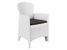 Tomaino Tavolo e sedie da Giardino in plastica Simil Rattan (Bianco)