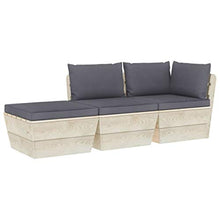 SKM Set Divani da Giardino su Pallet 3 pz con Cuscini Legno Abete (56.1kg) Antracite