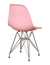 Sedia da pranzo in plastica modellata con base in metallo e gambe in acciaio per soggiorno, camera da letto, sala d'attesa, ufficio, caffè, reception, set da 4 pezzi, colore: rosa