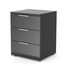 Vicco Comodino Nero lucido Con 3 cassetti Comò cassettone