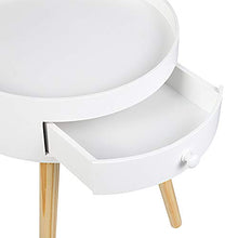 WOLTU Set di 2 Comodini per Camera da Letto Comodino Rotondo con Cassetto Tavolino da Salotto in Legno Bianco TS111ws-2
