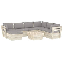SKM Set Divani da Giardino su Pallet 8 pz con Cuscini Legno Abete (152.4kg) Grigio