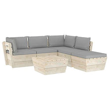 FAMIROSA Set Divani da Giardino su Pallet 6 pz con Cuscini Legno Abete-3553