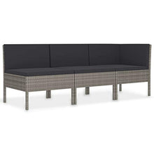 FAMIROSA Set Divani da Giardino 3 pz con Cuscini in Polyrattan Grigio-0204
